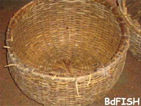 Bamboo basket used in icing of fish
